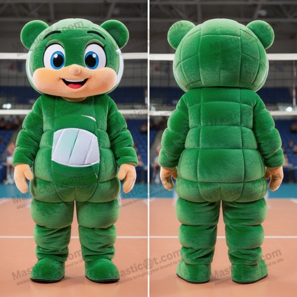 Vibrant Green Cartoon Volleyball Net Mascot - Masticot.com