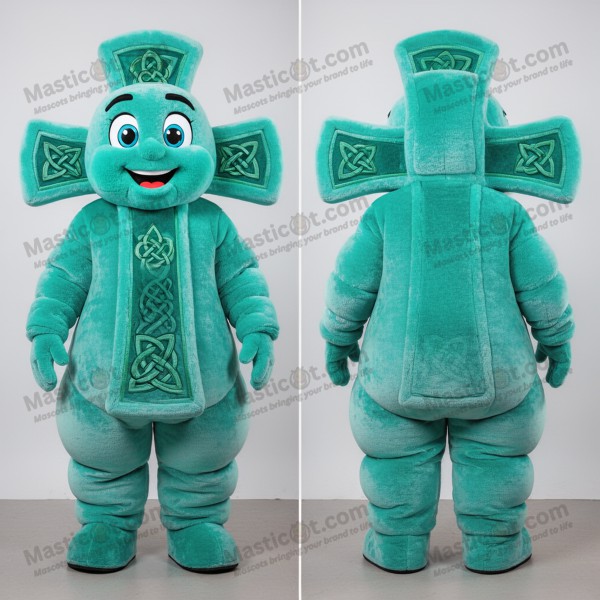 Turquoise broad shouldered celtic cross mascot -
