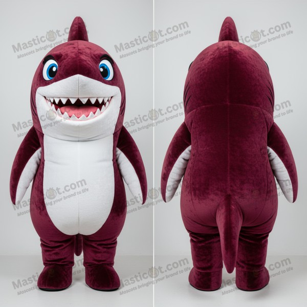 Maroon Cartoon Megalodon Mascot - Masticot.com
