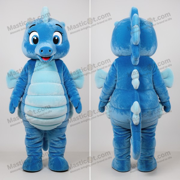 Azurblauer Cartoon-Seepferdchen-Maskottchen - Masticot.com