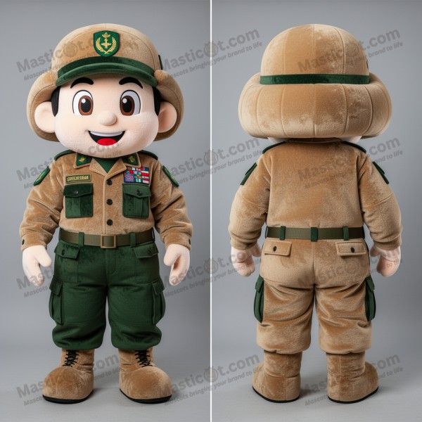 Tan Cartoon Soldier Green Beret Mascot - Masticot.com