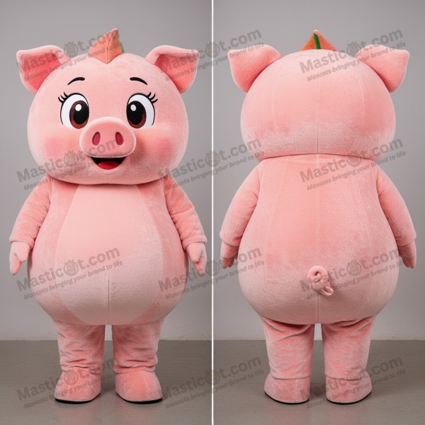 Peach soft velvety pig mascot - Masticot.com