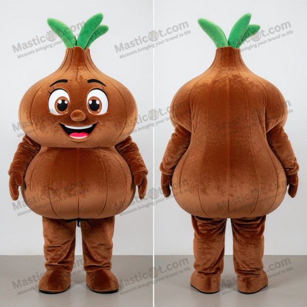 Velvety brown rounded onion mascot - Masticot.com