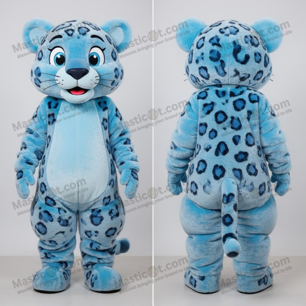 Sky Blue Cartoon Leopard Mascot - Masticot.com