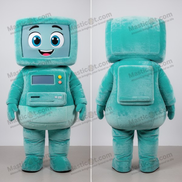 Teal rounded computer mascot - Masticot.com