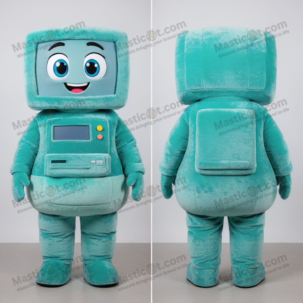 Teal rounded computer mascot - Masticot.com