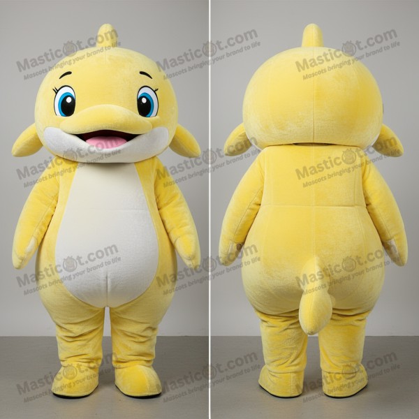 Žlutá kartonová velryba maskot v citronové barvě -
