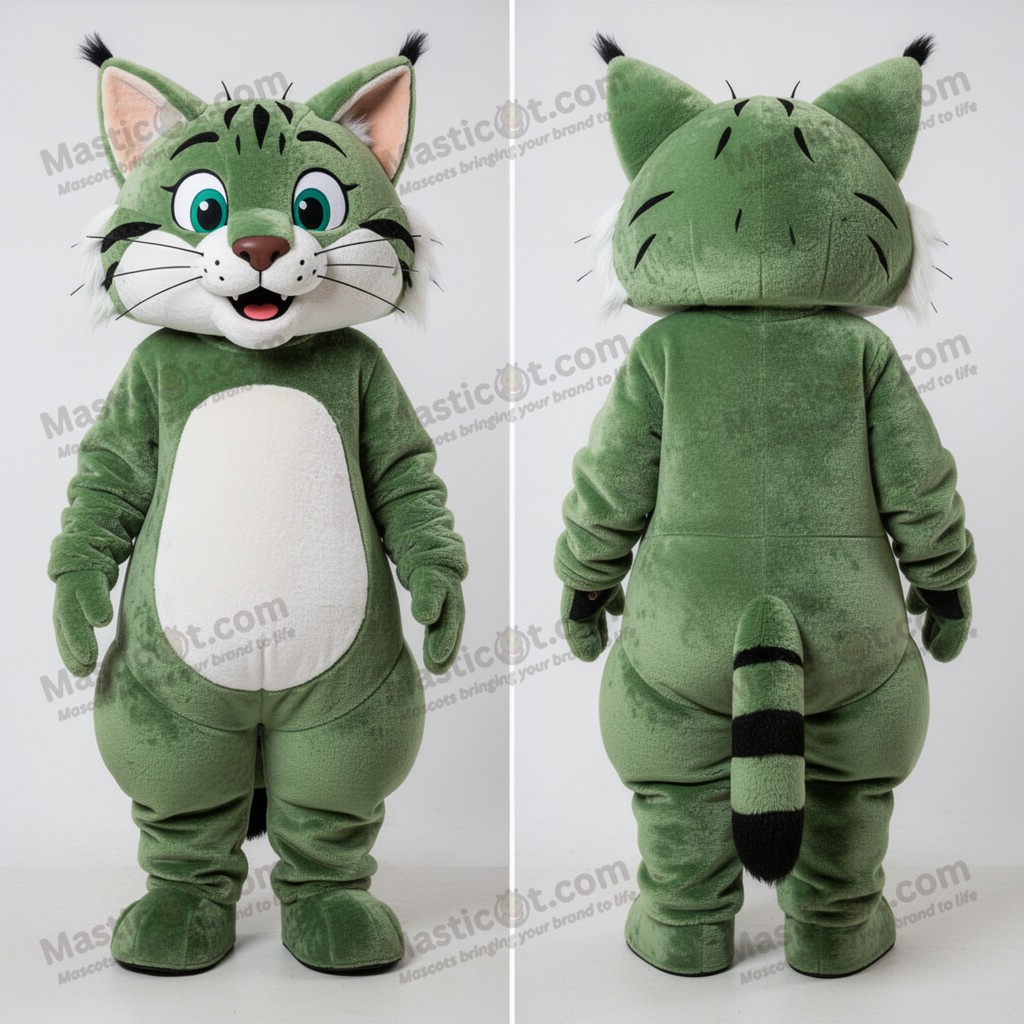 Green rounded bobcat mascot - Bobcat - MASTICOT_906 - Masticot.com