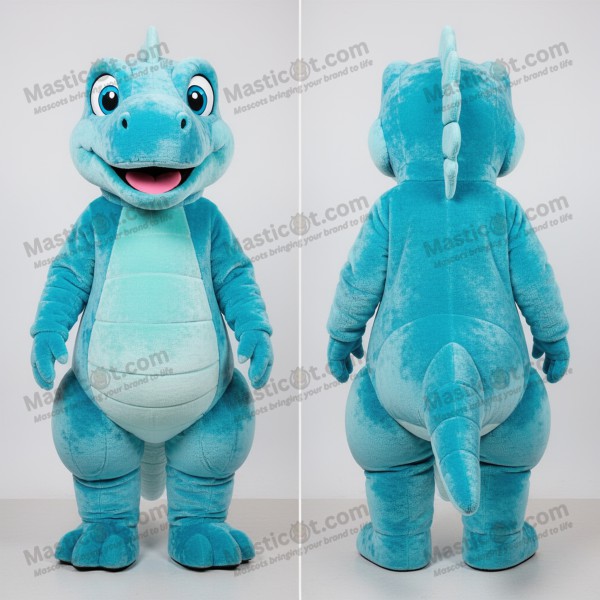 Cyan velvety iguanodon mascot - Masticot.com