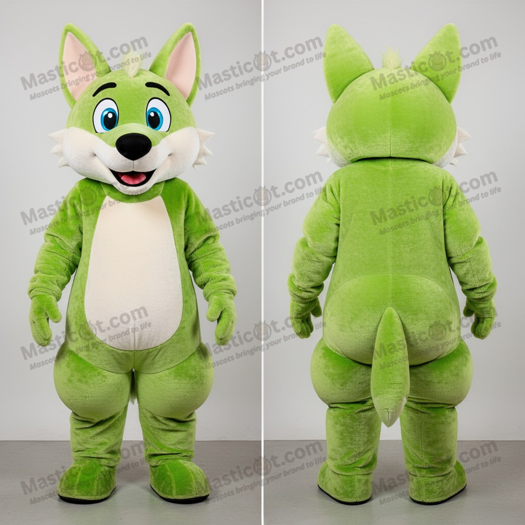 Lime Green Cartoon Dingo Mascot - Masticot.com