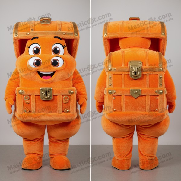Orange Smiling Treasure Chest Mascot - Masticot.com