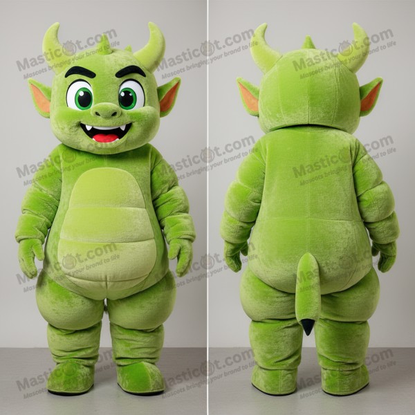 Lime Green Cartoon Demon Mascot - Masticot.com