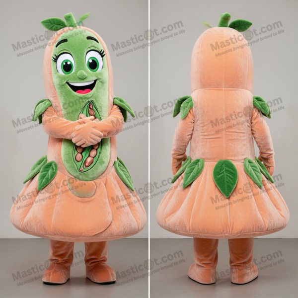 Mascota de Habichuela Verde de Terciopelo con Diseño de