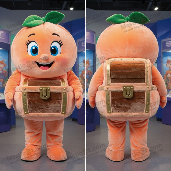 Peach Velvety Treasure Chest Mascot - Masticot.com