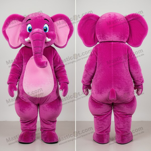 Magenta Cartoon Elephant Mascot - Masticot.com