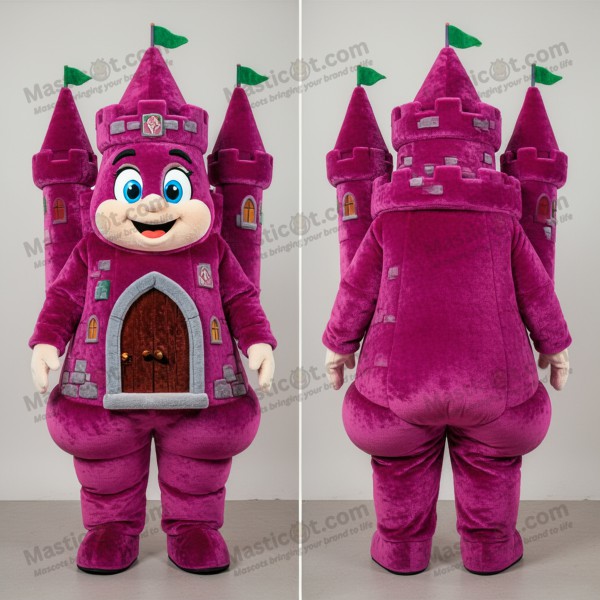 Magenta Karikaturální Irský Hradní Maskot - Masticot.com