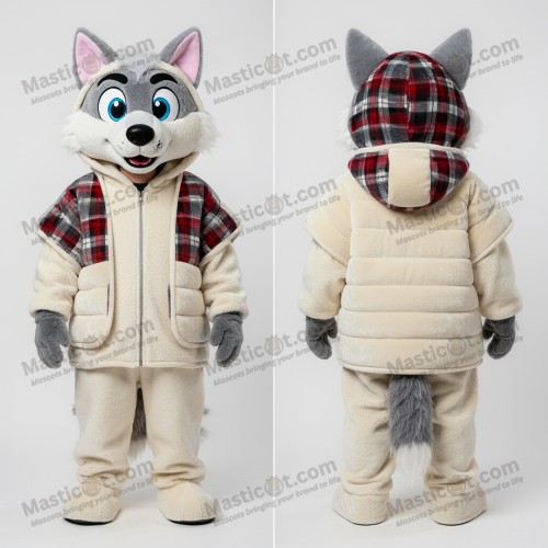 Mascottekostuum wolf crème Say Wolf cartoon - Zeg Wolf - MASTICOT_9395 - Masticot.com