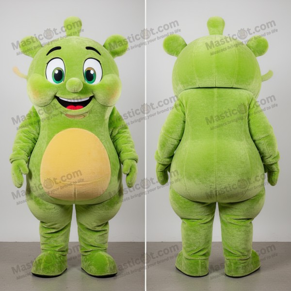 Lime Green Smiling Paella Mascot - Masticot.com