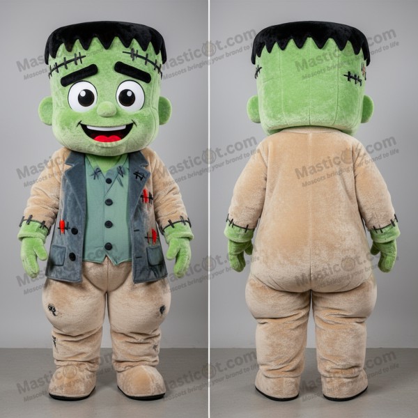 Beige Rounded Frankensteins Monster Mascot - Masticot.com