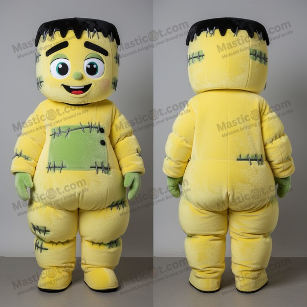 Lemon Yellow Cartoon Frankenstein Mascot - Masticot.com