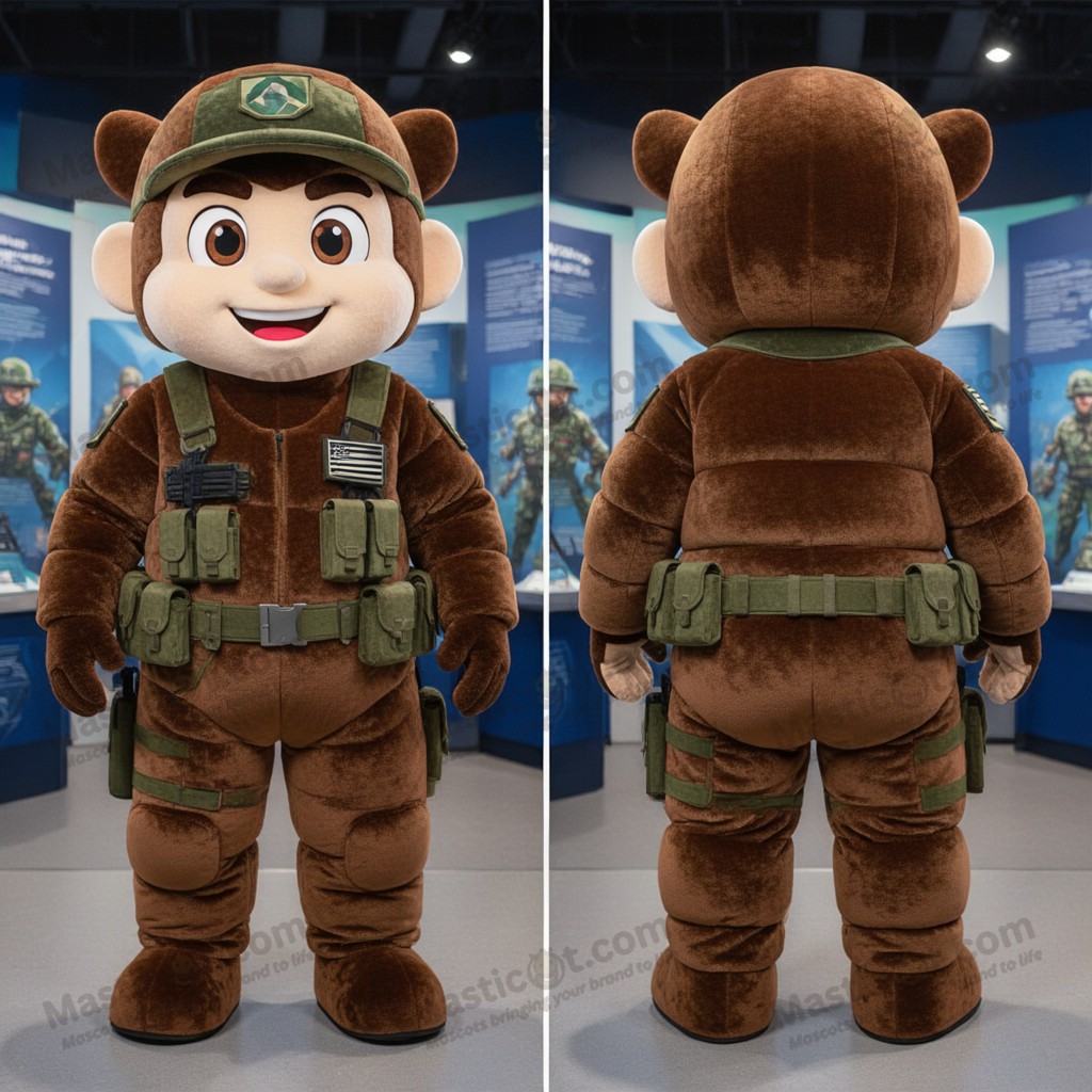 Deep Brown Heroic Commando Mascot - Masticot.com