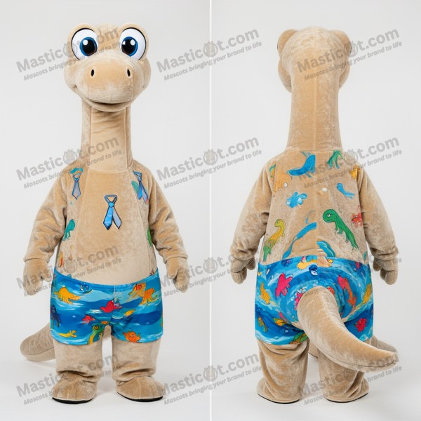 Sametově béžový karikaturní mascot Diplodokus - Masticot.com
