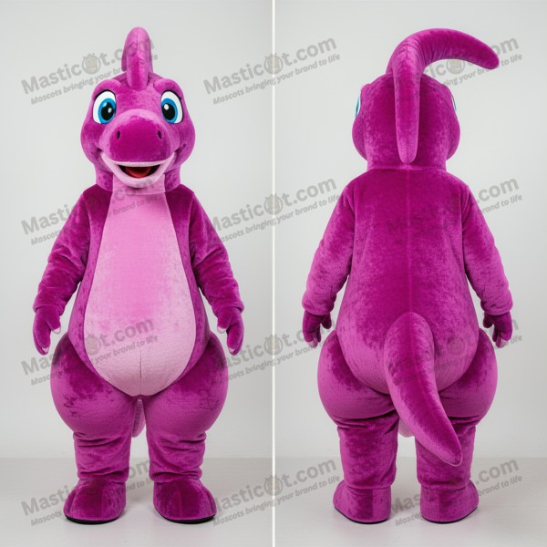 Magenta Cartoon Parasaurolophus-Maskottchen - Masticot.com