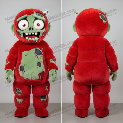 Röd Rund Zombie Maskot - Masticot.com
