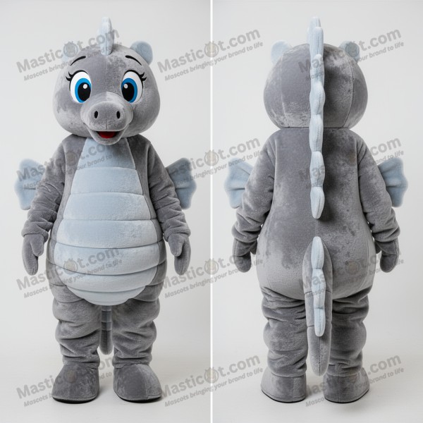 Caballito de Mar Mascota Gris Plateado en Dibujo Animado -