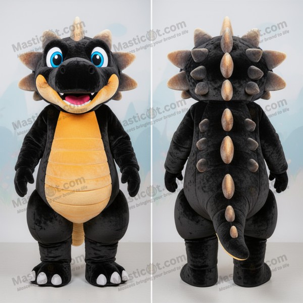 Jet Black Friendly Ankylosaurus Mascot - Masticot.com