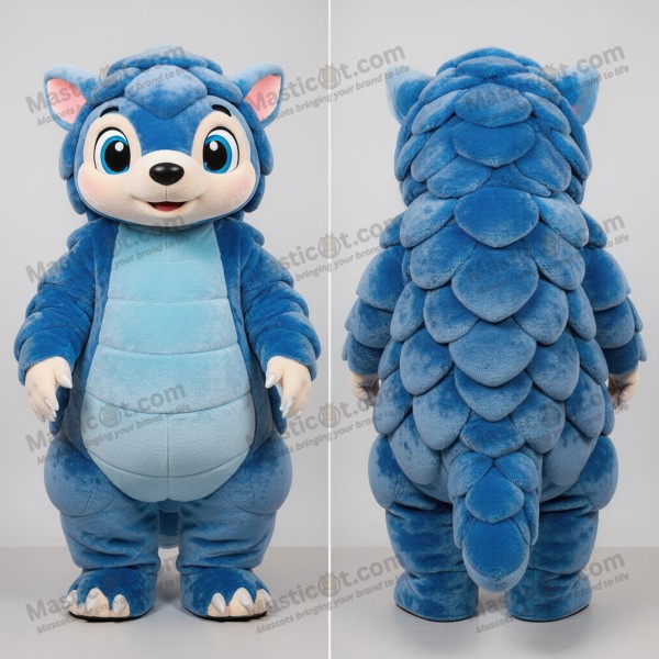 Azure Blue Cartoon Pangolin Mascot - Masticot.com