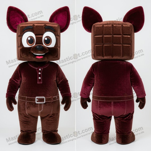 Maroon Plush Cartoon Chocolate Bars Mascot - Masticot.com