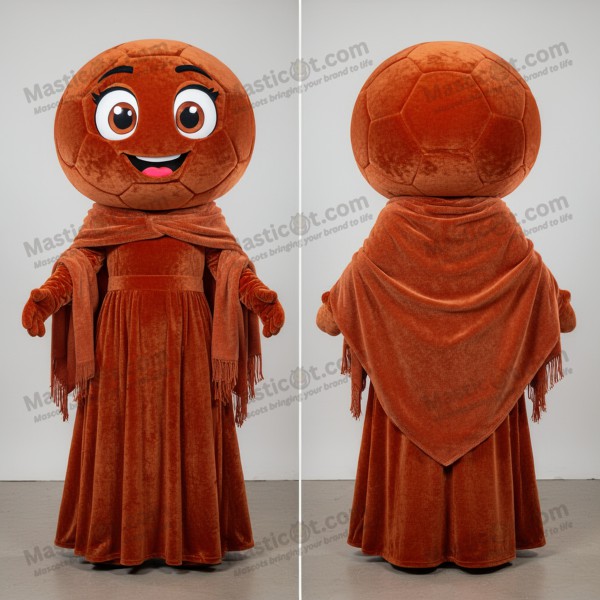 Rustově oranžový plyšový maskot míče pro házenou -