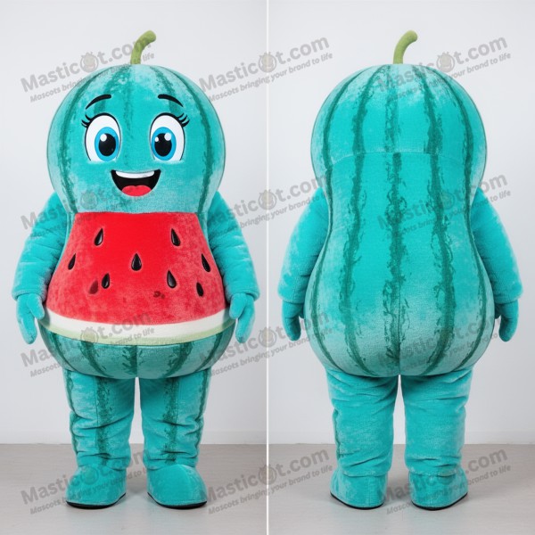 Cyan Rounded Watermelon Mascot - Masticot.com