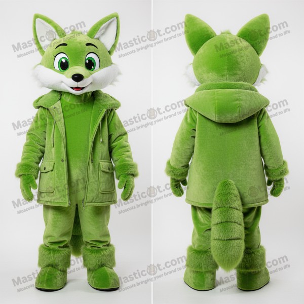 Lime green playful fox mascot - Masticot.com
