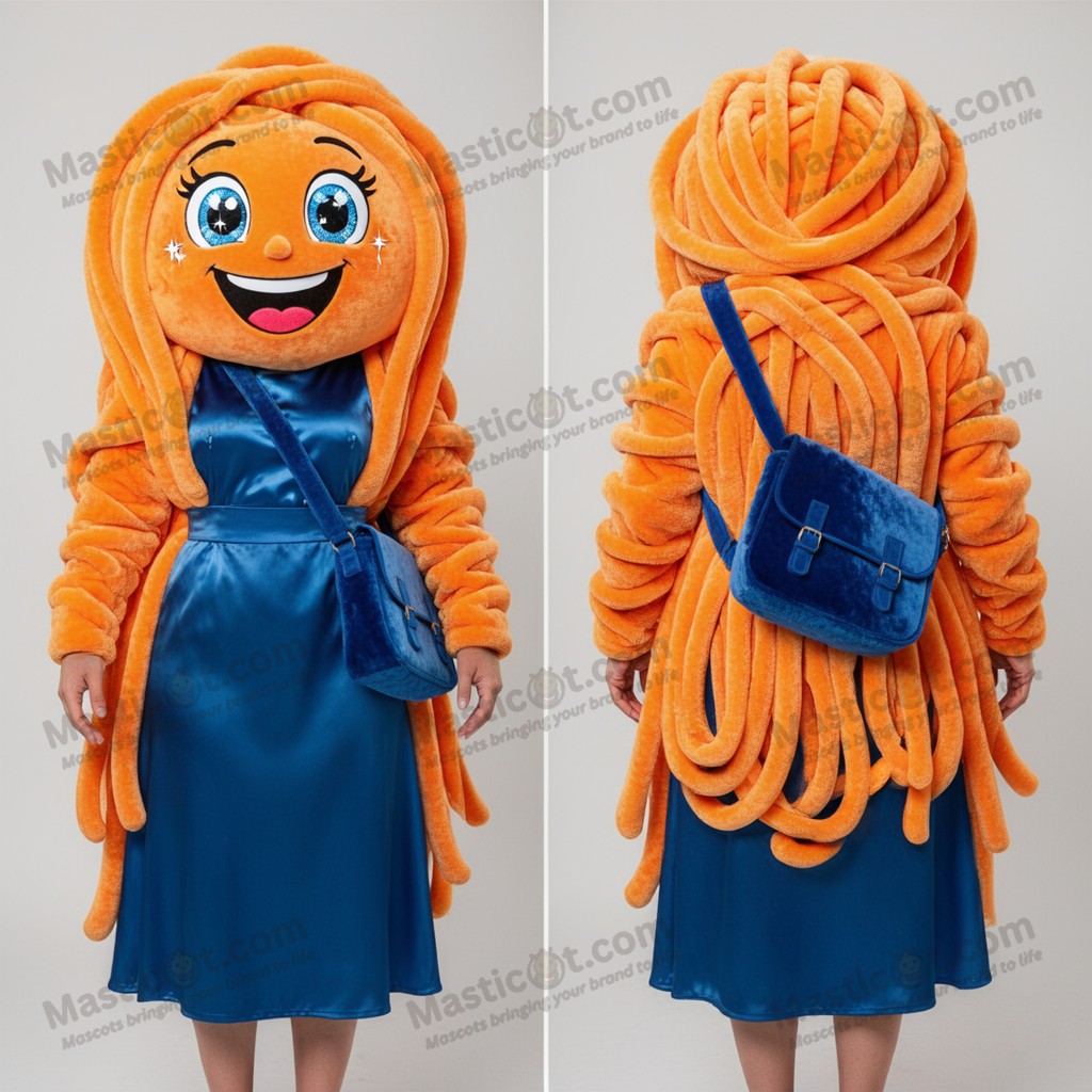Burnt Orange Twirling Spaghetti Mascot - Masticot.com