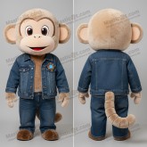 Beige denim jacket monkey mascot - Masticot.com