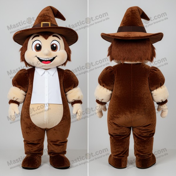 Hnědý sametový maskot čarodějnice - Masticot.com