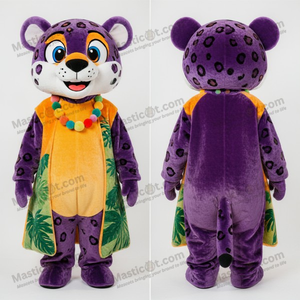 Velvety purple spotted cheetah mascot - Masticot.com