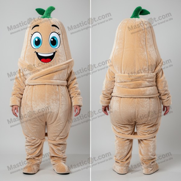 Bežový plyšový maskot dýně s kresleným motivem -