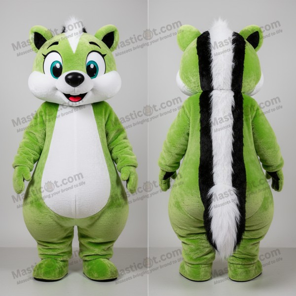 Lime Green Cartoon Skunk Mascot - Masticot.com