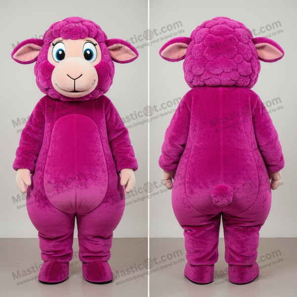 Magenta velvety suffolk sheep mascot - Masticot.com