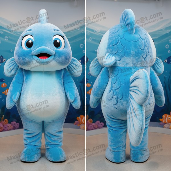 Sky blue rounded goldfish mascot - Masticot.com