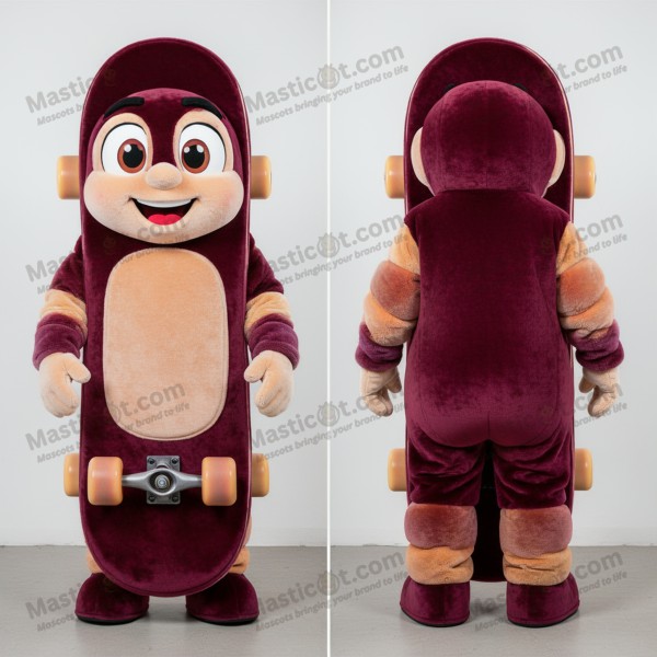 Maroon-velvet skateboard-maskot - Masticot.com