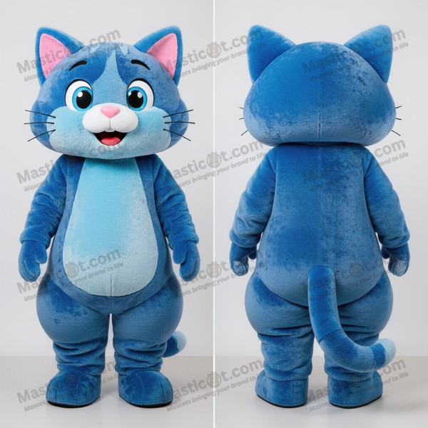 Velvet Blue Cartoon Cat Mascot - Masticot.com