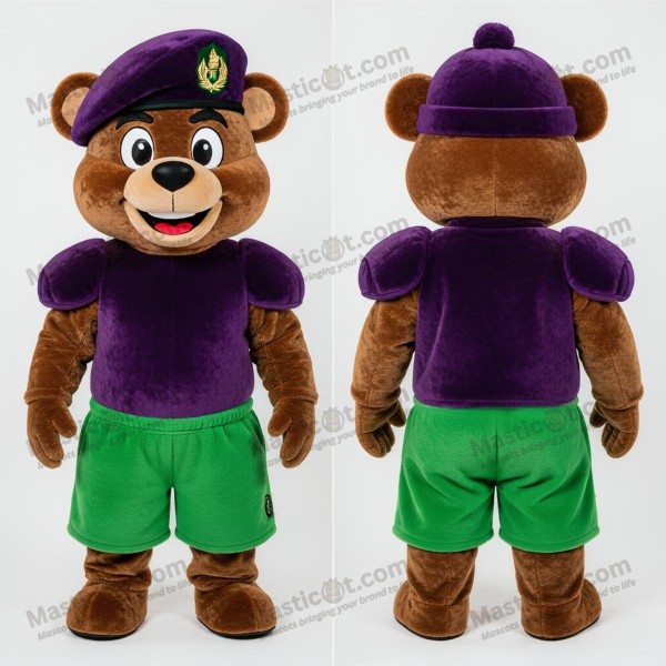 Emerald green broad shouldered green beret mascot -