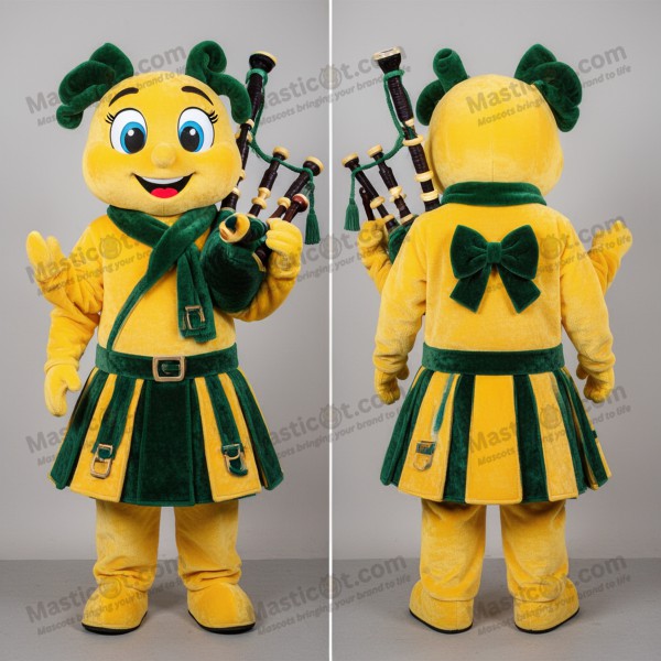 Golden Cartoon Bagpipe Mascot - Masticot.com