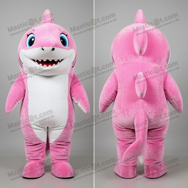 Bright Pink Cartoon Shark Mascot - Masticot.com