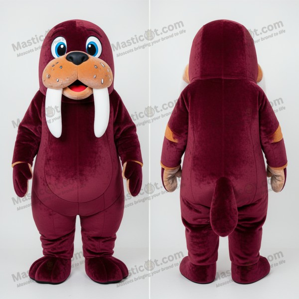 Mascotă plush din maro a unui morse - Masticot.com