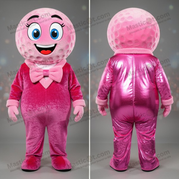Pink Velvety Cartoon Golf Ball Mascot - Masticot.com
